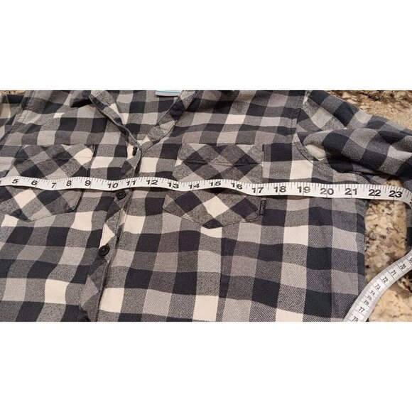 Large Columbia Button Up Plaid Long Sleeve Shirt Mens Gray Good Condition - Picture 9 of 12